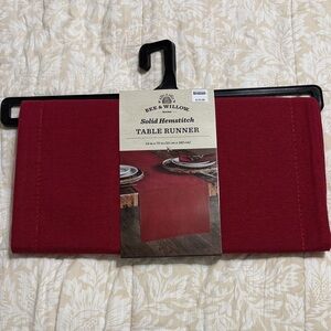 Bee & Willow Red Solid Hemstitch Table Runner